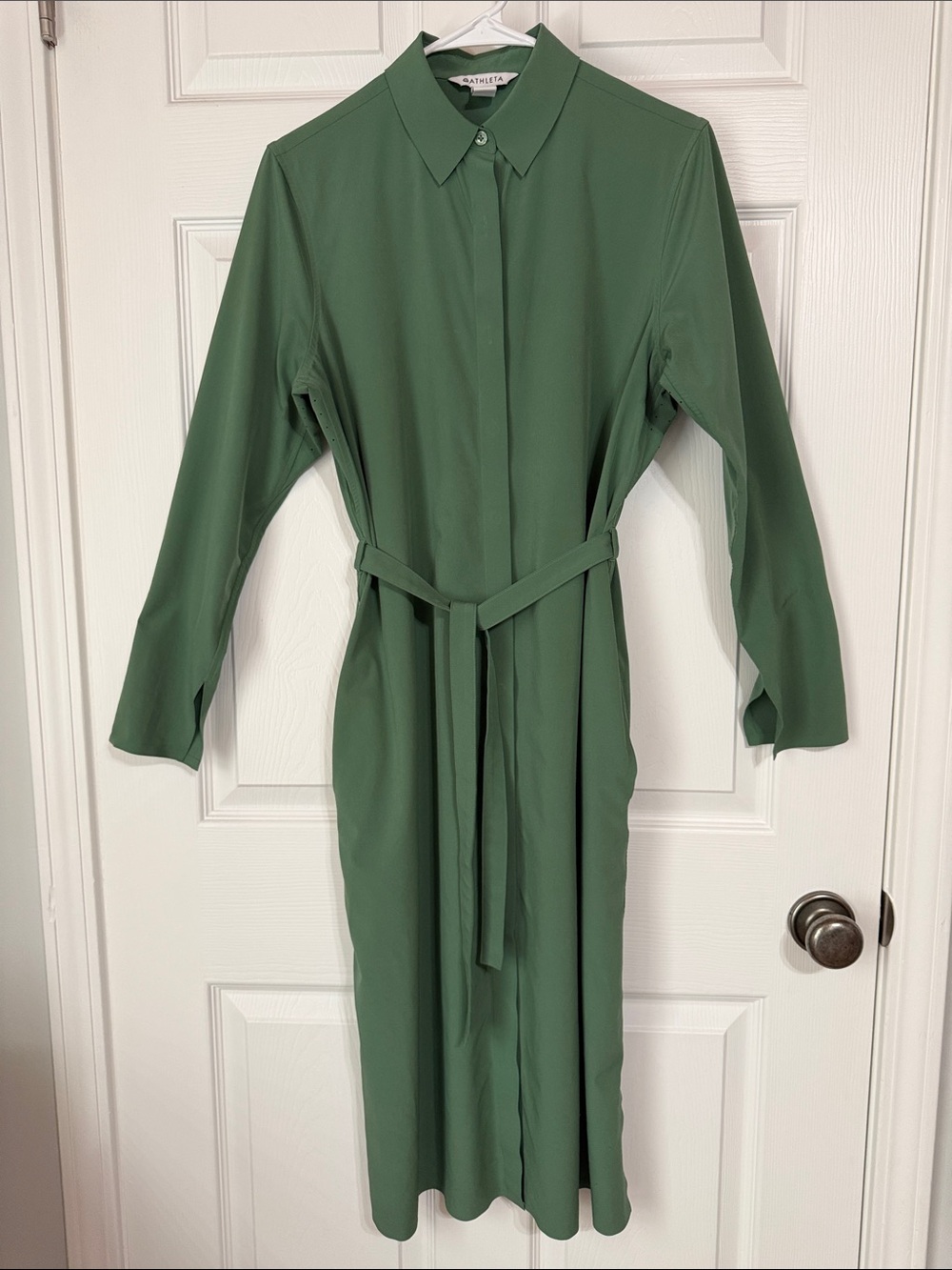 Athleta Green Belted Shirt Dress